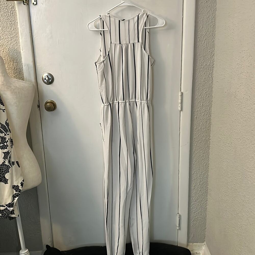 Iris Basic Black/White Stripes Jumpsuit Sleeveles… - image 3
